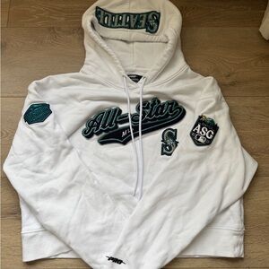 Seattle Mariners All-Star White Hoodie with Teal & Black Patches
